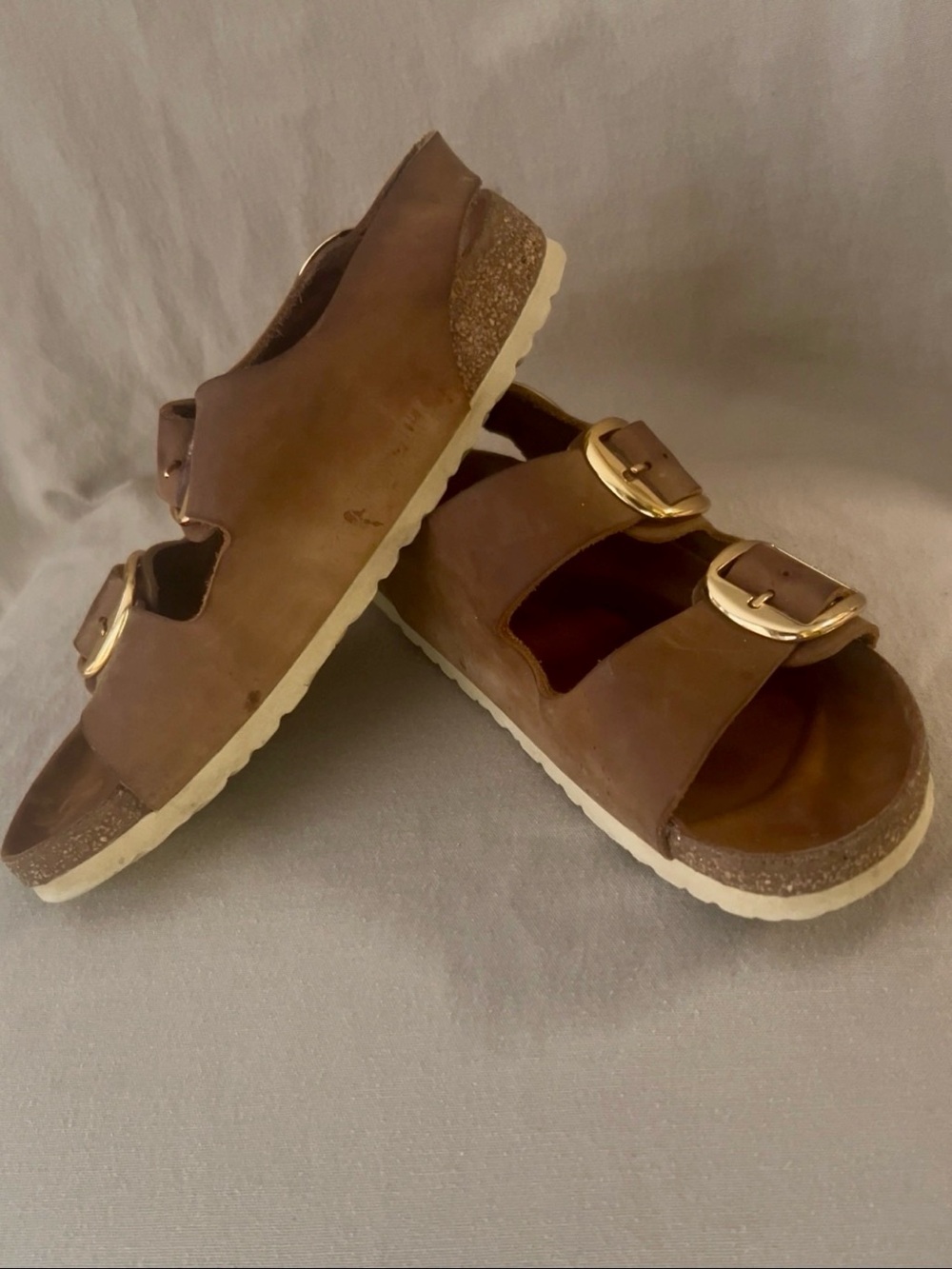 Genuine Birkenstock Arizona Big Buckle Leather Tobacco Brown 39 Narrow